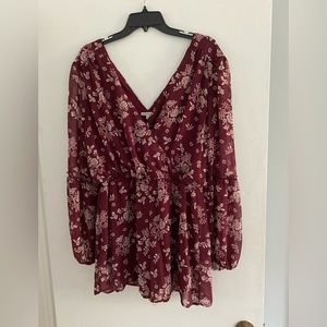 Charlotte Russe Long Sleeve Floral Romper